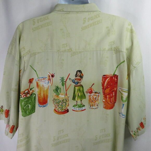 Big Dogs Hula Cocktail Shirt Size 4X Border Print Hawaiian Aloha - Picture 4 of 13